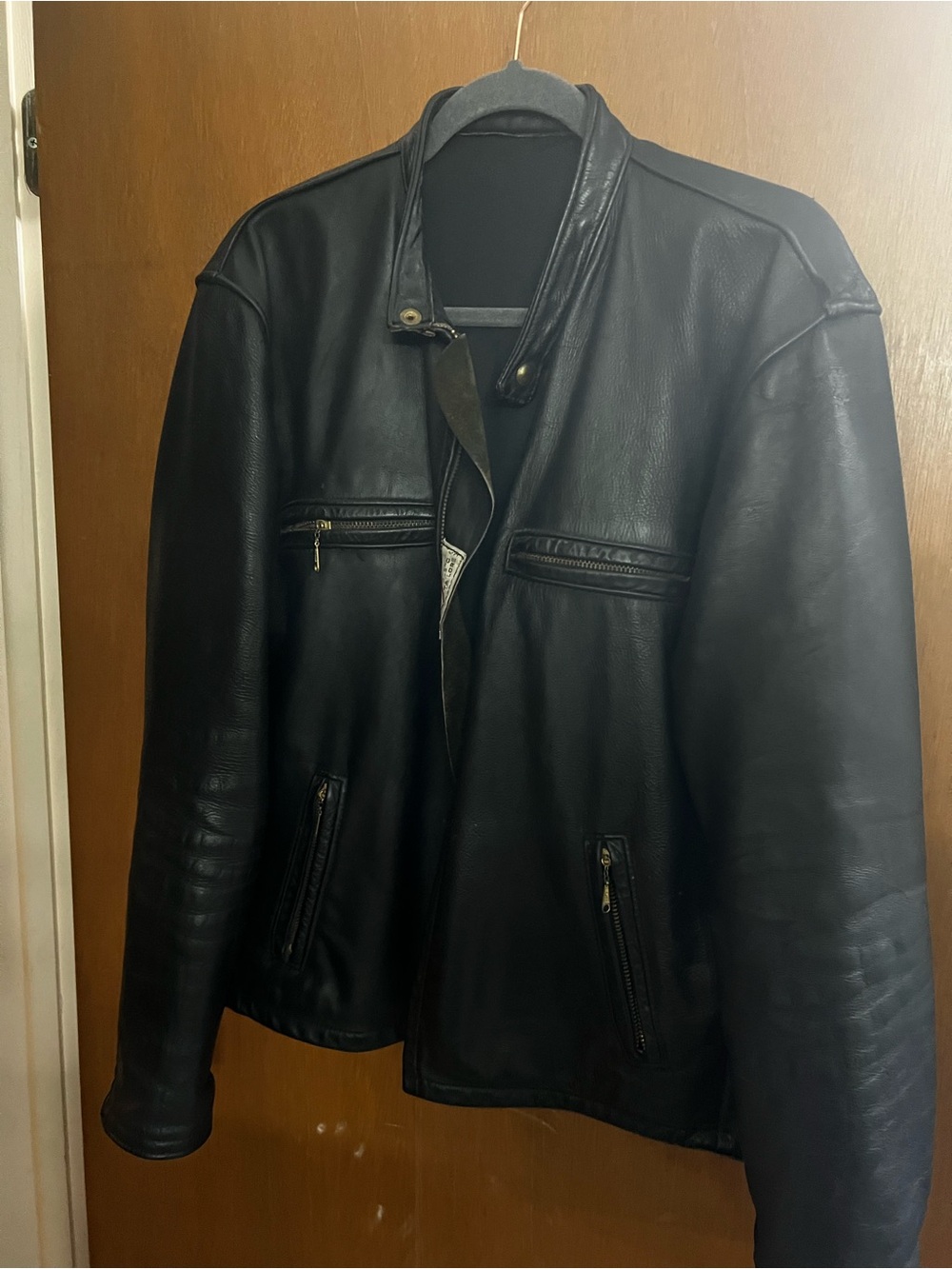 Men's Black Lancer Leather Jacket with Zip Pockets